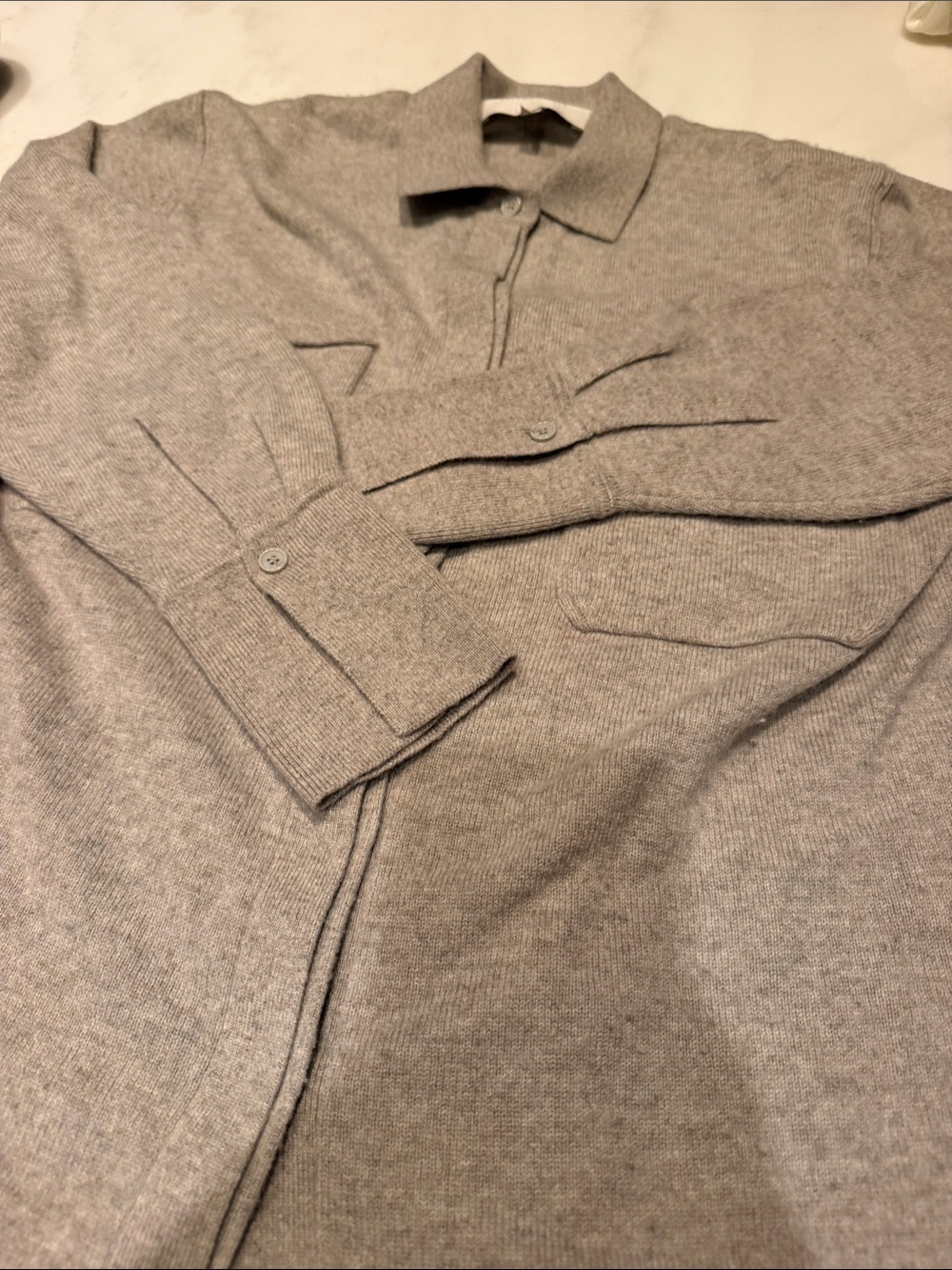 Brochu Walker Sweater with buttons in Light Taupe Gray